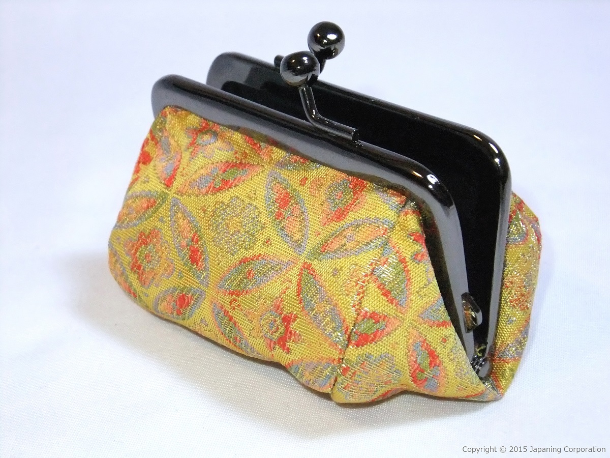 Nishijinori Silkmade small Gamaguchi Wallet (Ellipse, Yellow